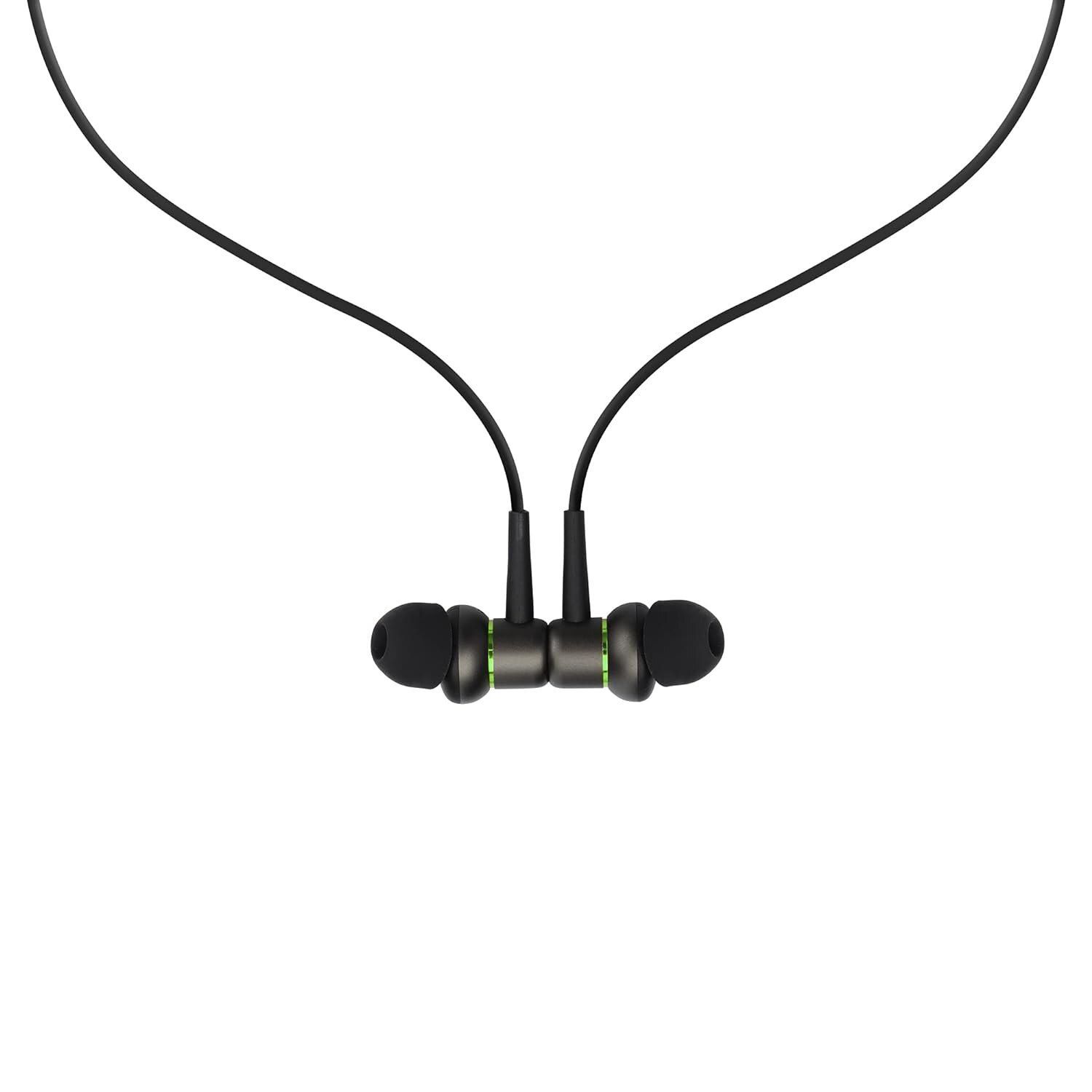 Fastrack Reflex Tunes FB2BKB02 Wireless BT in-Ear Neckband Earphone with Mic (Black and Green)