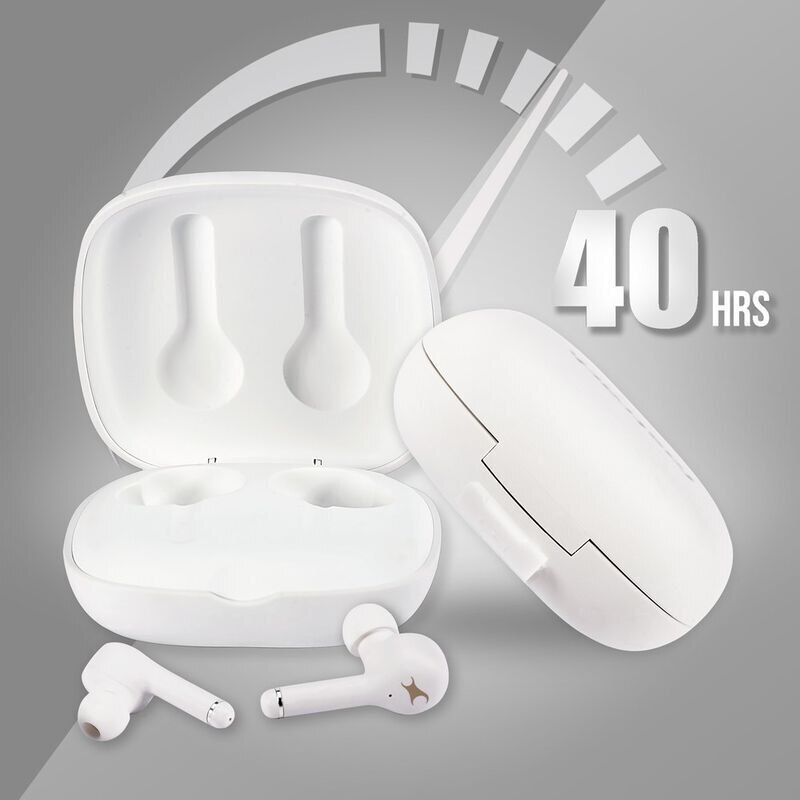 Fastrack Reflex Tunes Truly Wireless White Ear Buds with 40 Hrs battery life