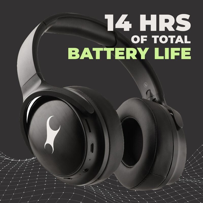 Fastrack Reflex Tunes - Over the Head Black Wireless Headphones