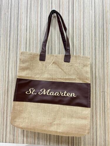 Leather Handle Jute Beach Bag 18*16*8