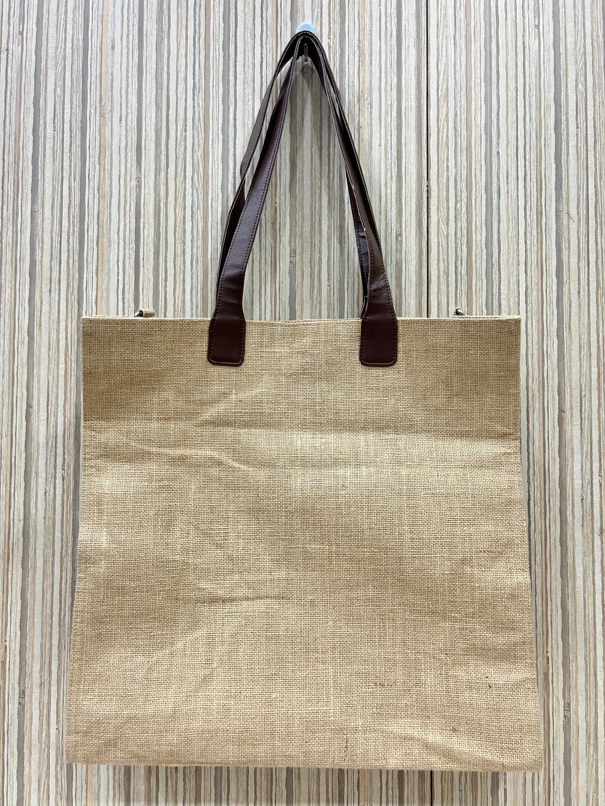 Leather Handle Jute Beach Bag 18*16*8