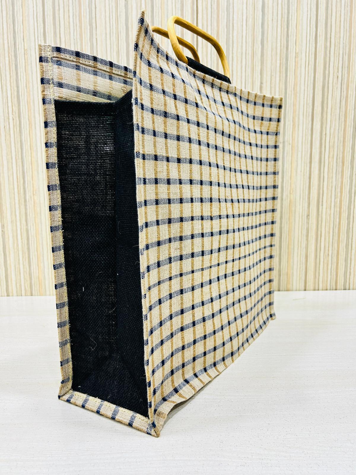Bamboo Handle Jute Shopping Bag 24*22*8