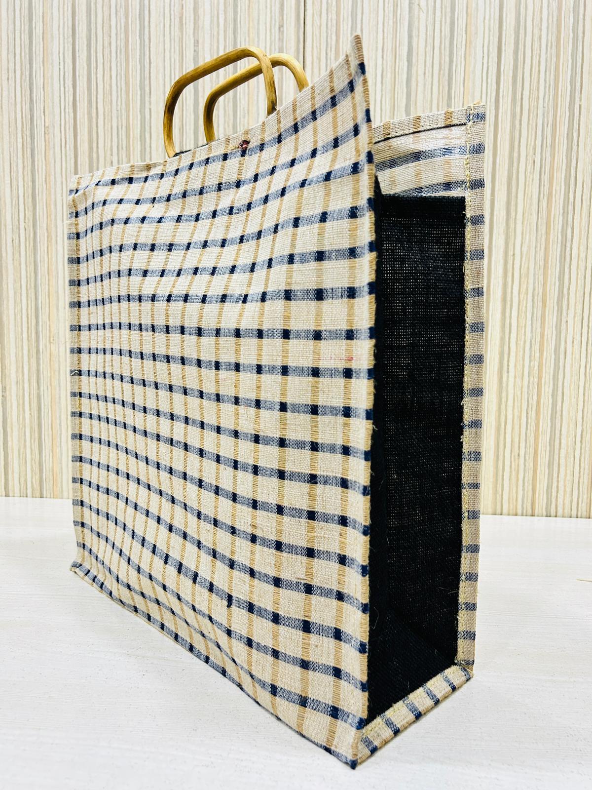 Bamboo Handle Jute Shopping Bag 24*22*8