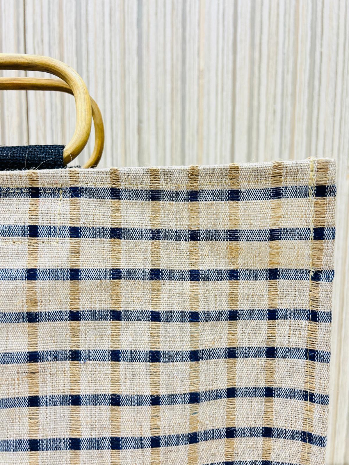 Bamboo Handle Jute Shopping Bag 24*22*8