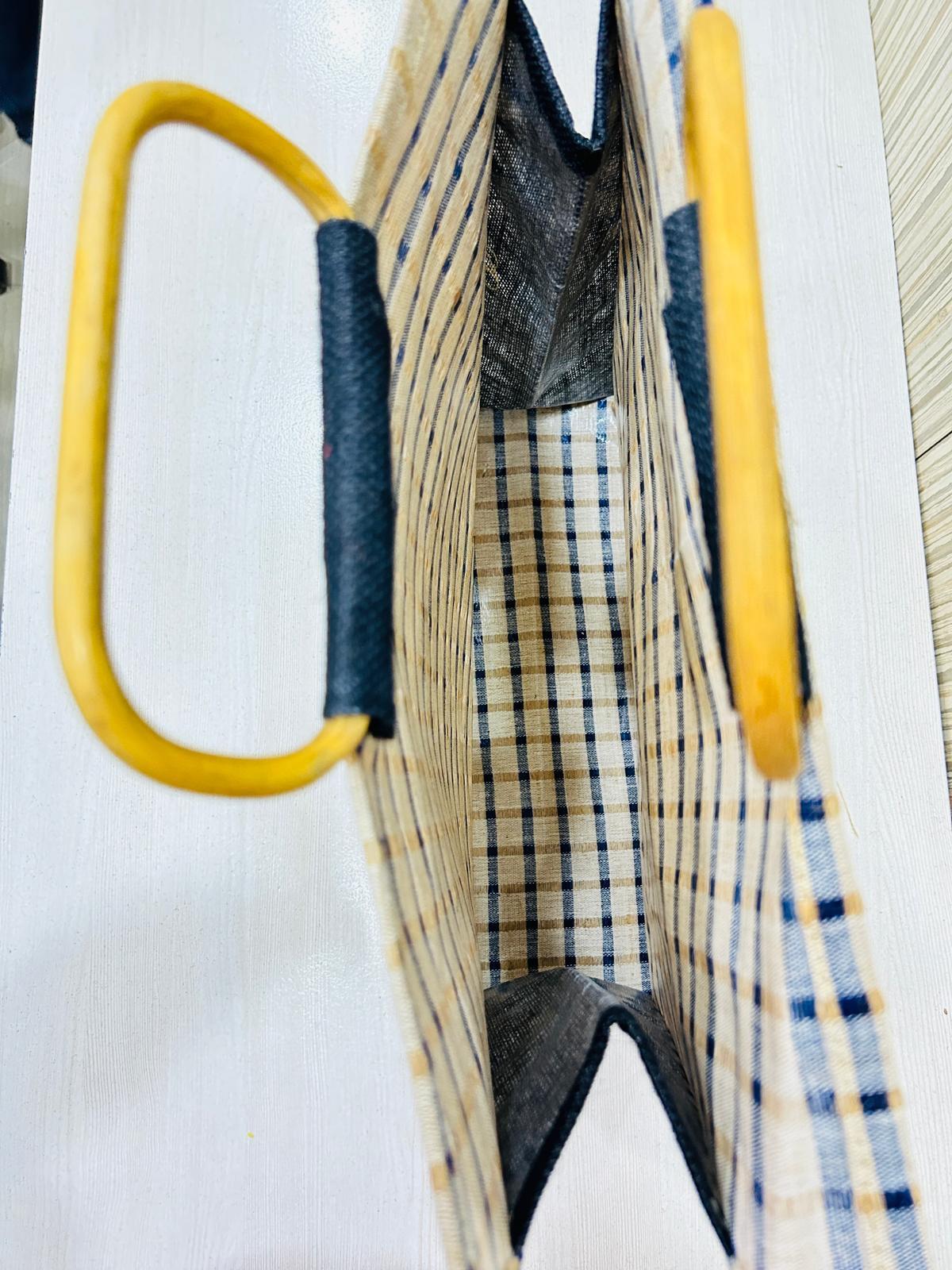 Bamboo Handle Jute Shopping Bag 24*22*8