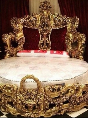 Wooden Round Bed Luxury Interiors Bedroom Furniture (Standard Size Golden ) Twin