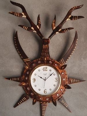 Wooden Wall Clock Hiren Design - Color: Antique