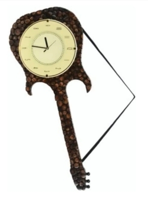 Wood Handicrafts Guitar Shape Gitti Wooden Handcrafted Antique Decorative Wall Clock