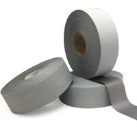 Reflective Fabric Roll - Polyester, 100 Meter Length, Grey Color, 1 Inch Thickness | Single-sided Adhesive, Warning Use