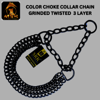 Dog Color Choke Collar Chain 3 Layer with Black Blue  Plating