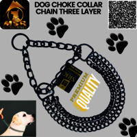 Dog Color Choke Collar Chain 3 Layer with Black Blue  Plating