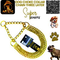 Dog Color Choke Collar Chain 3 Layer with Yellow Gold Plating