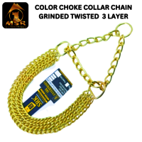 Dog Color Choke Collar Chain 3 Layer with Yellow Gold Plating