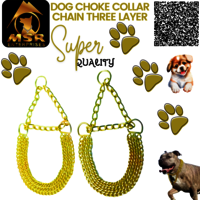 Dog Color Choke Collar Chain 3 Layer with Yellow Gold Plating