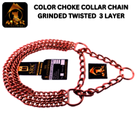 Dog Color Choke Collar Chain 3 Layer with Rose Gold Plating