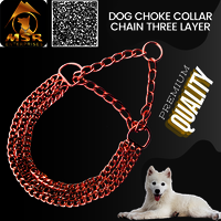 Dog Color Choke Collar Chain 3 Layer with Rose Gold Plating