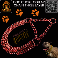 Dog Color Choke Collar Chain 3 Layer with Rose Gold Plating