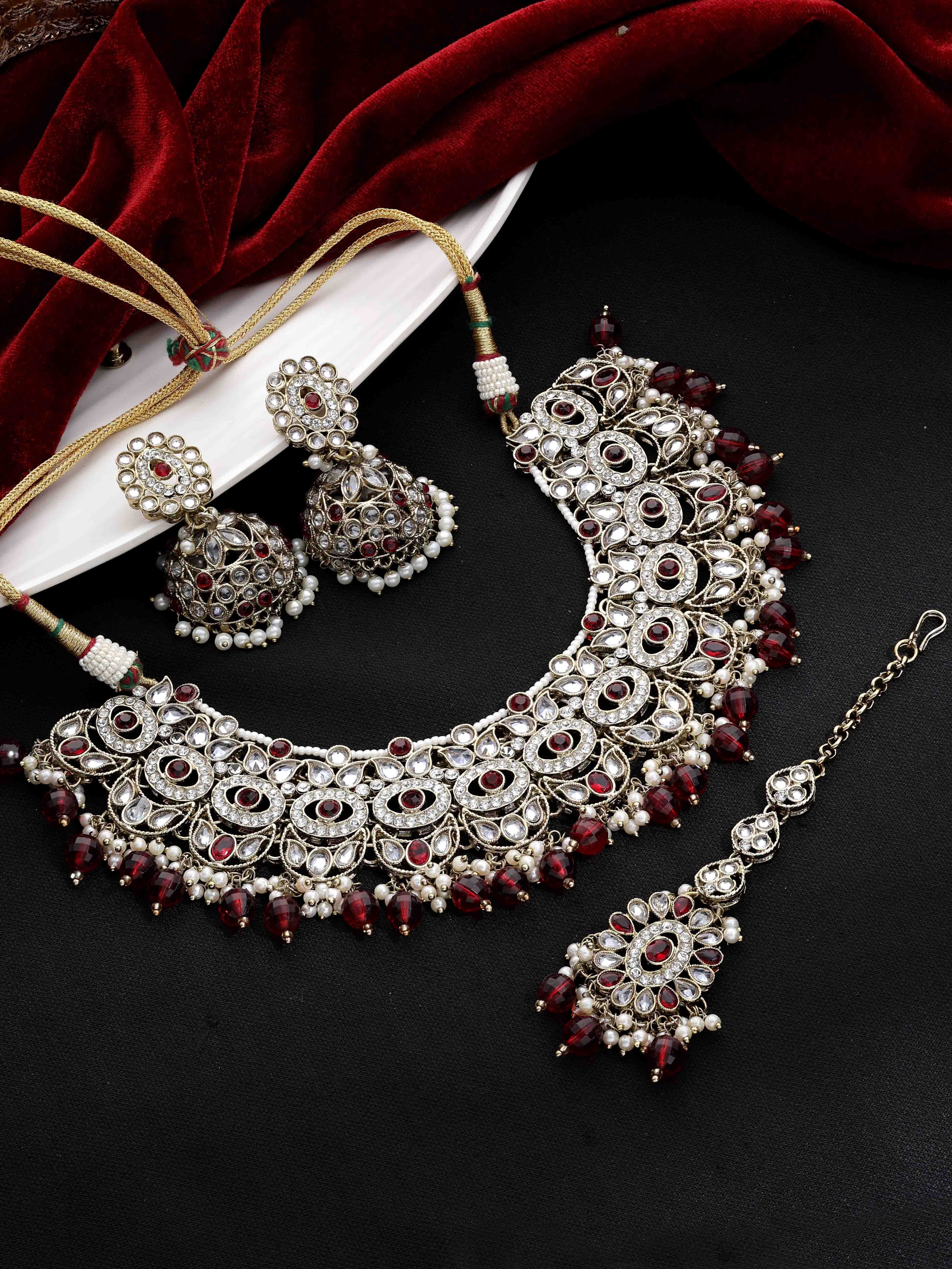 Reverse AD Bridal Jewelry Set| Chandbali Choker Design |Reverse AD Oval Shape Necklace | Traditional Necklace |Gift For Her