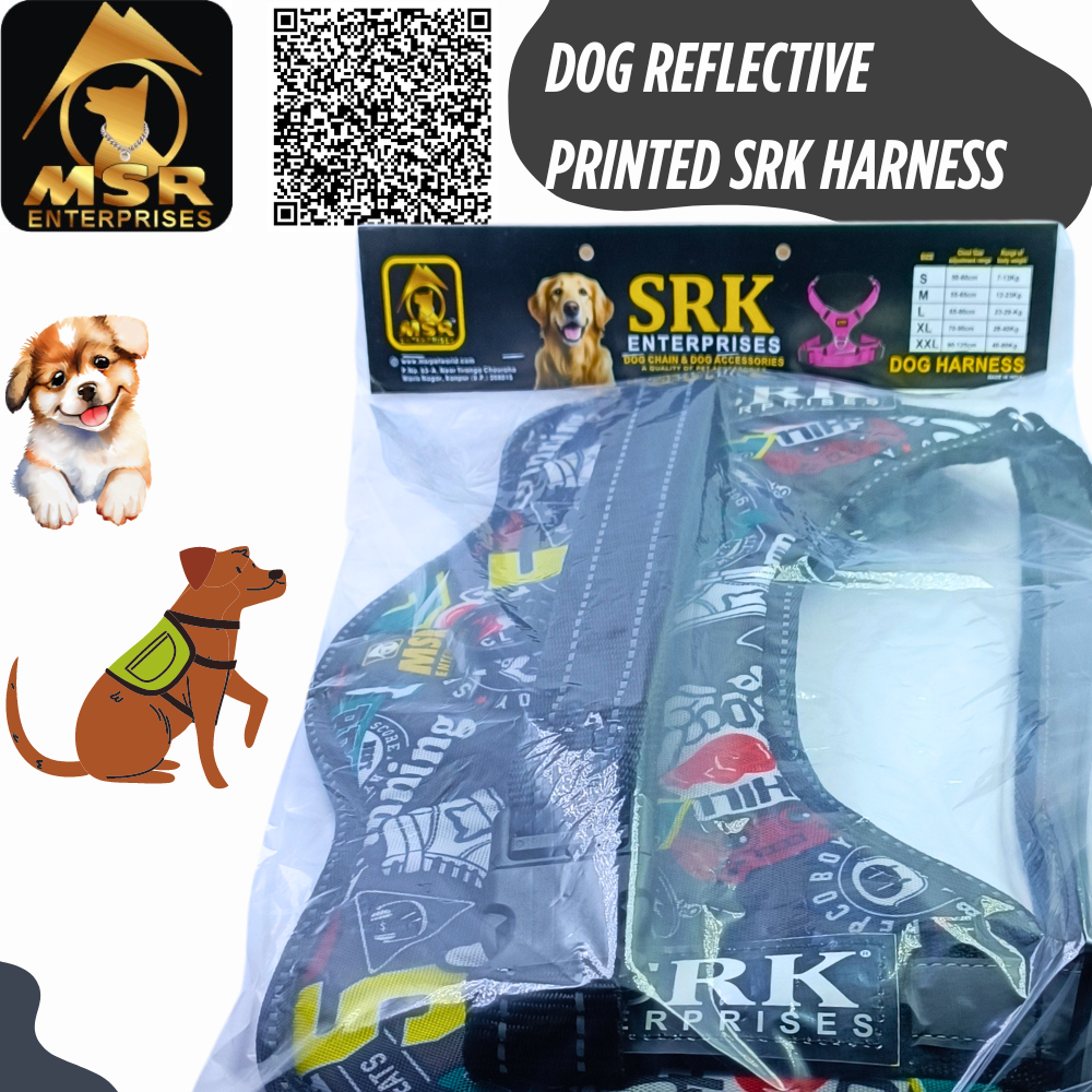 DOG HARNESS REFLECTIVE PRINTED