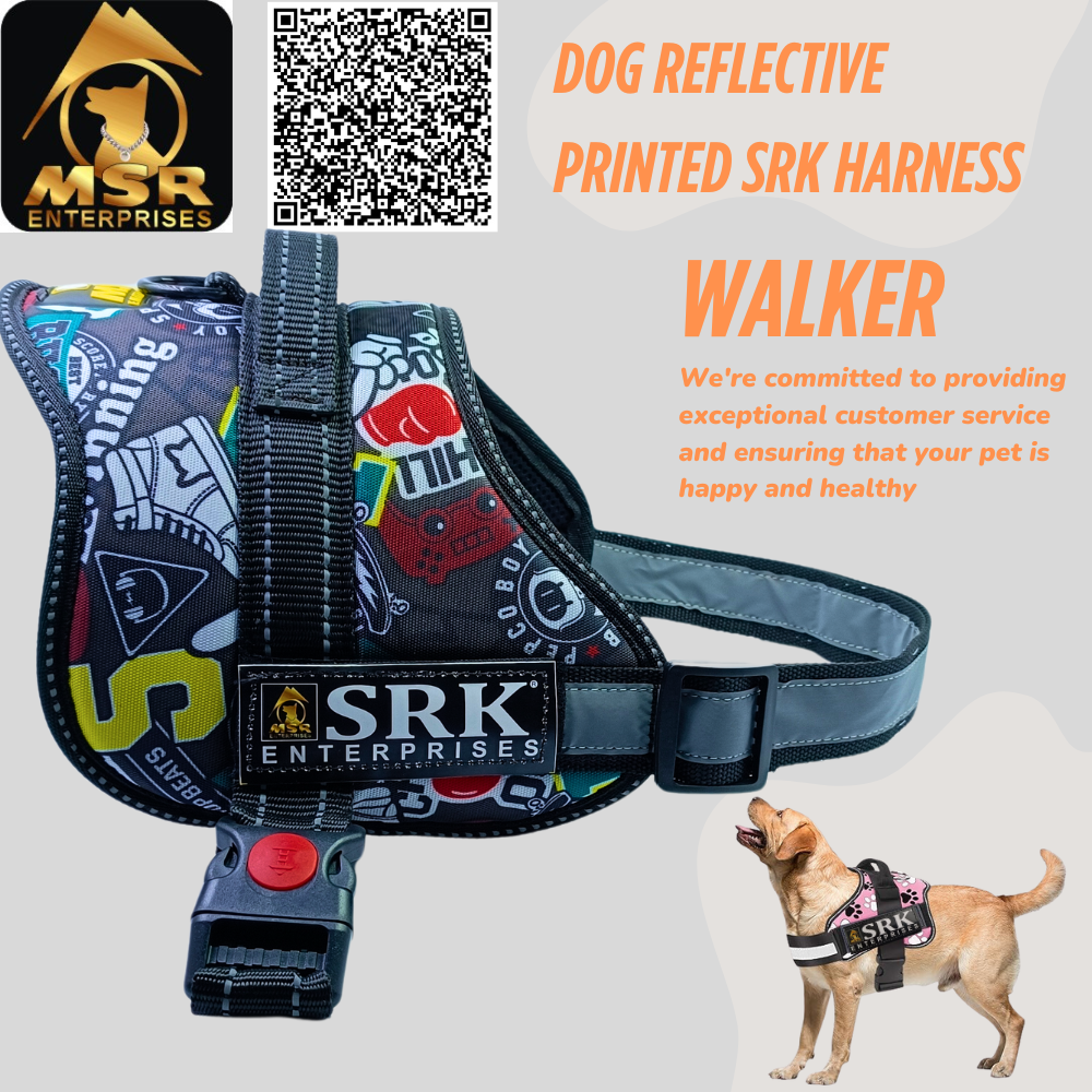 DOG HARNESS REFLECTIVE PRINTED