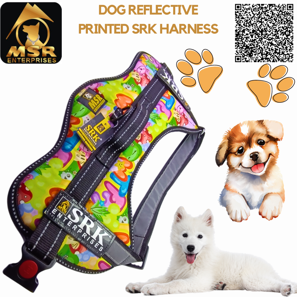 DOG HARNESS REFLECTIVE PRINTED