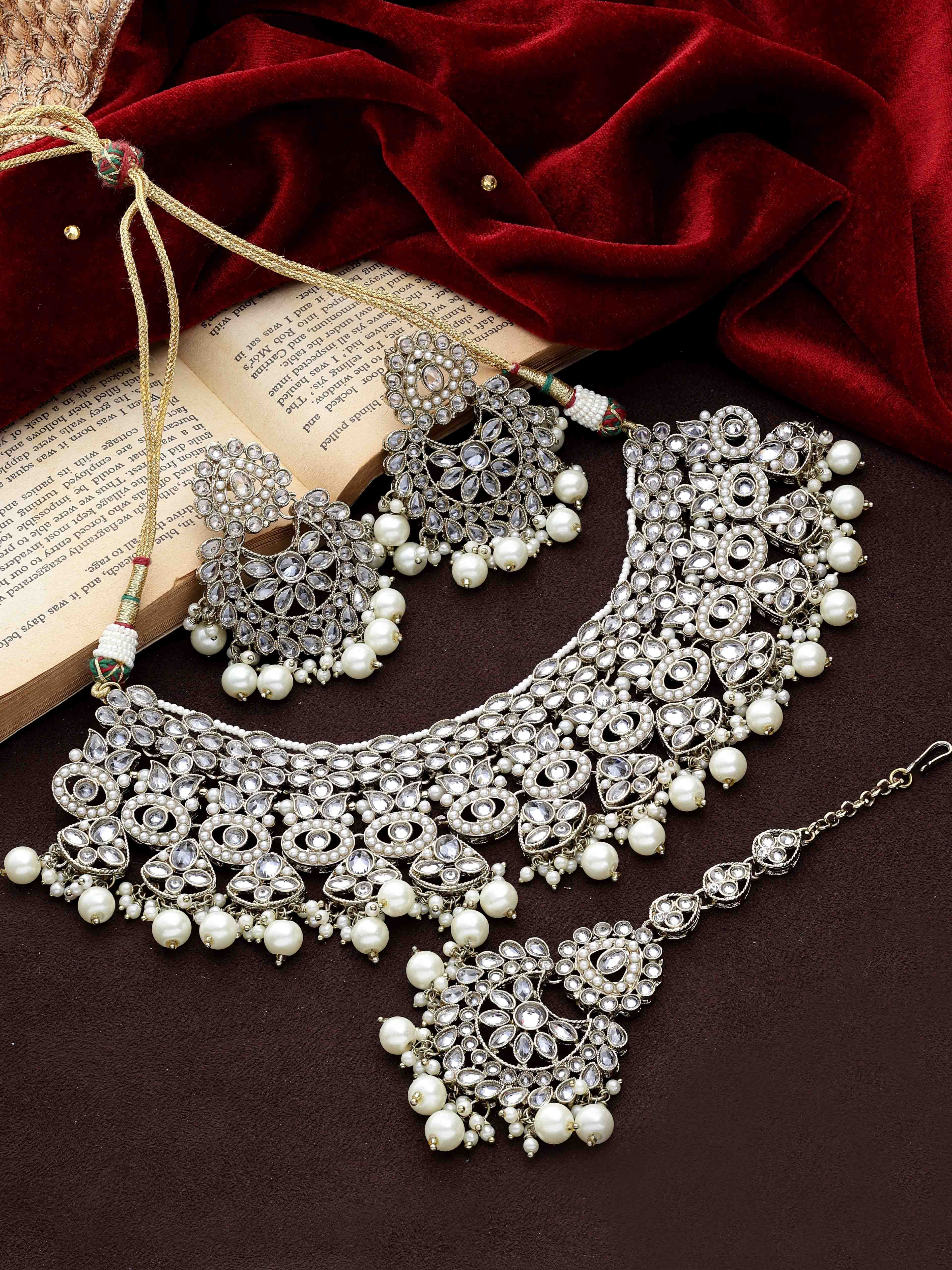 Reverse AD Bridal Jewelry| Kundan Floral Necklace | Designer Reverse AD Necklace |Traditional necklace | Gift For Her.