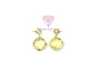 925 Sterling Silver Lemon Quartz Gemstone 18K Gold Plated Handmade Stud Earring