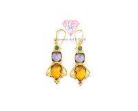 Semi Precious Gemstone With 18K Gold Plated Handmade Hoop Earring