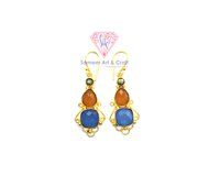 Semi Precious Gemstone With 18K Gold Plated Handmade Hoop Earring