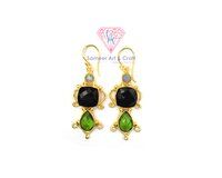 Semi Precious Gemstone With 18K Gold Plated Handmade Hoop Earring