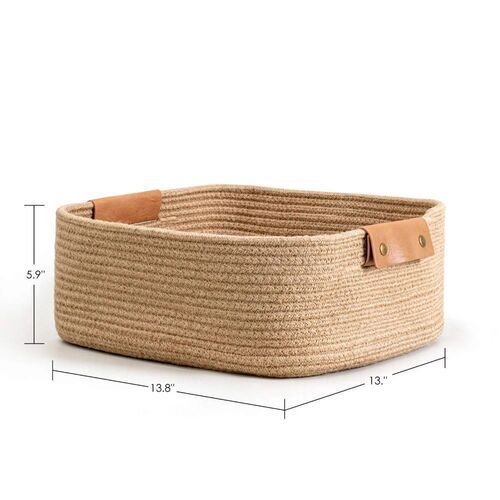 Jute Storage Basket For Shelf Organizing And Household Living