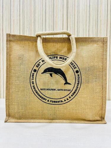 Eco-friendly Sustainable and Biodegradable Jute Shopping Bag with White thick Rope