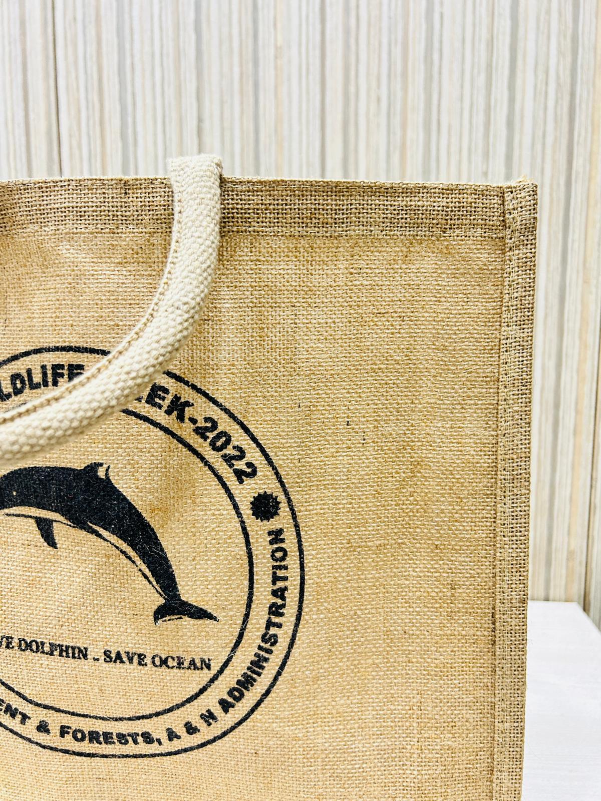 Eco-friendly Sustainable and Biodegradable Jute Shopping Bag with White thick Rope