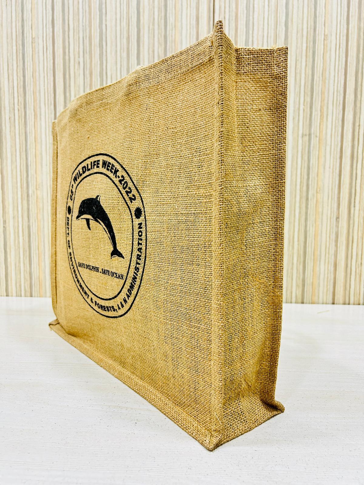 Eco-friendly Sustainable and Biodegradable Jute Shopping Bag with White thick Rope