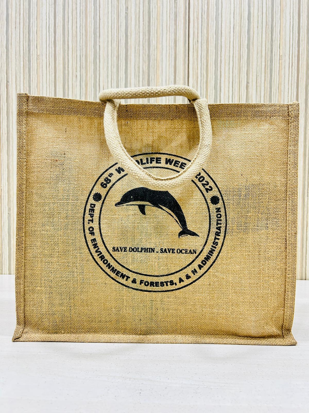 Eco-friendly Sustainable and Biodegradable Jute Shopping Bag with White thick Rope
