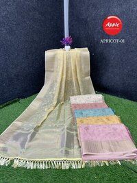 Apricot embroidery sarees