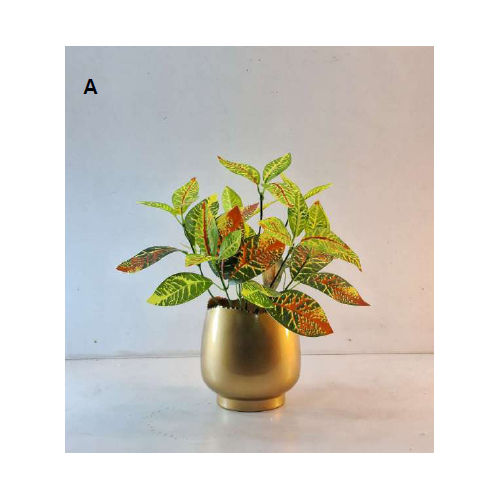 1323 11x10cm Metal Flower Pot - Color: Golden