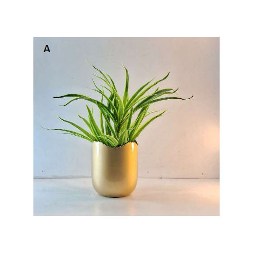 1324 15x13cm Metal Flower Pot - Color: Golden