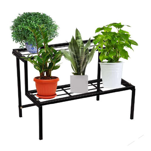 1737 42X60X42Cm Small 2 Tier Pot Stand - Color: Black