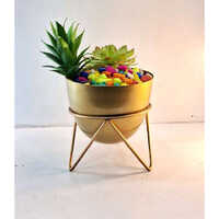 1277 16x15cm Metal Plant Stand - Metal, 16x15cm, Golden Color | Durable Coated Finish, Ideal For Garden Or Indoor Use