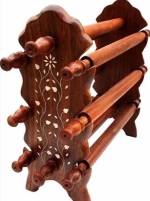 Wooden Bangle Stand Bangle Organizer With 6 Rod Bangle Holder Gift Items - Color: Brown