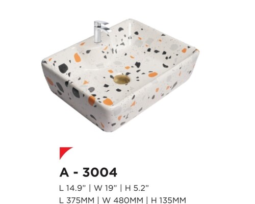 Designer Table Top Basin - Ceramic Material, Above Counter Installation, One Piece Structure, 11 kg Weight
