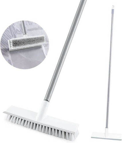 Multifunctional Floor Brush - Plastic Material, Adjustable Length 15.7 to 45.6 Inches - Two-in-One Brush and Scraper for Wet and Dry Cleaning, Ideal for Various Surfaces