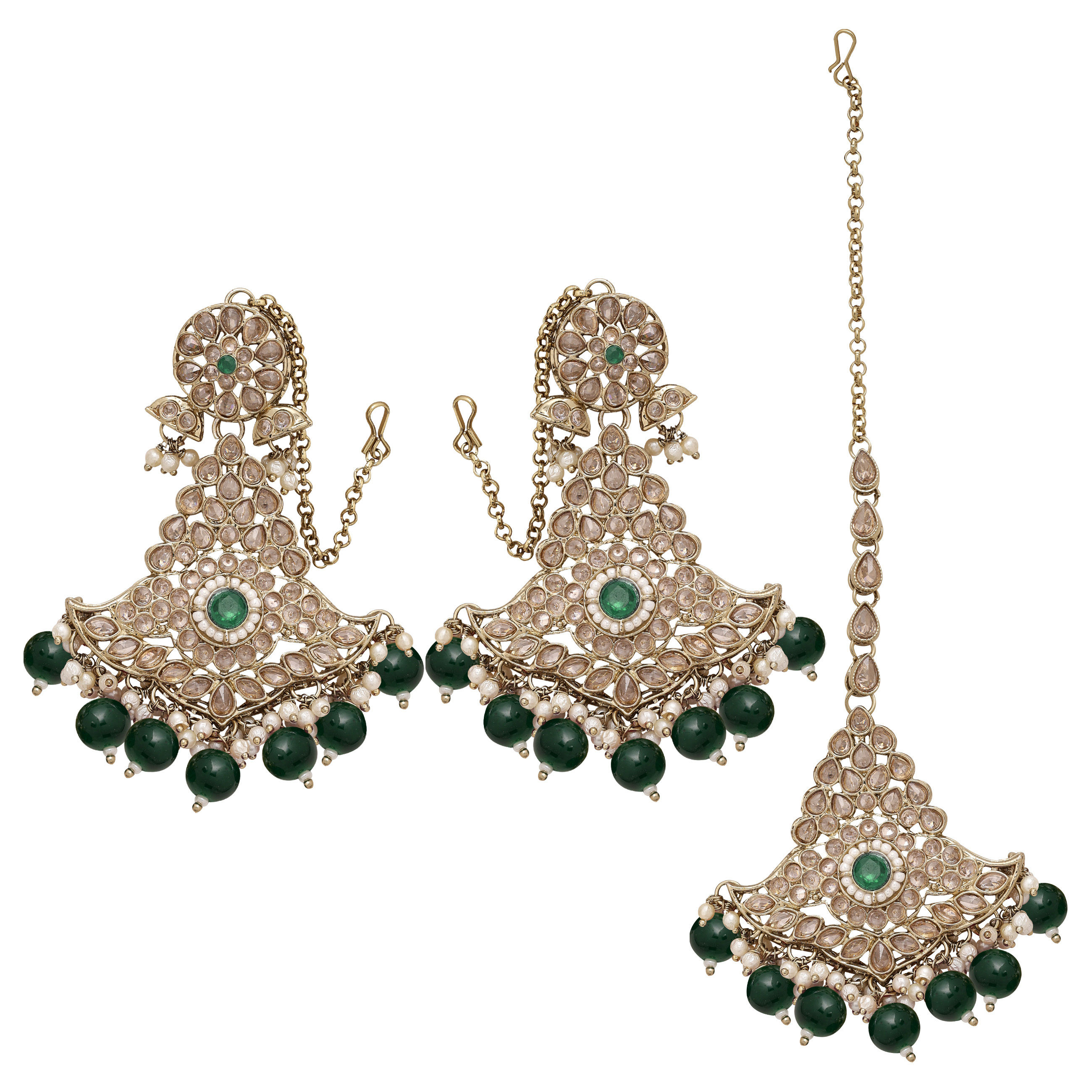 Reverse AD Maangtikka Set| Bridal AD Maangtikka Earring| Traditional AD Earring Maangtikka |AD Stone Earring with Maangtikka