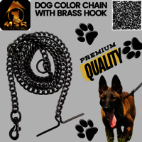 Black Blue Polish Grinded Twisted Iron Dog Chain With Brass Hook