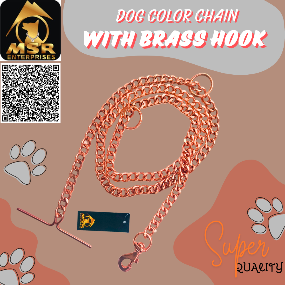 Rose Gold Polish Grinded Twisted Iron Dog Chain With Brass Hook