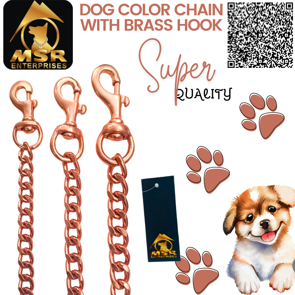 Rose Gold Polish Grinded Twisted Iron Dog Chain With Brass Hook