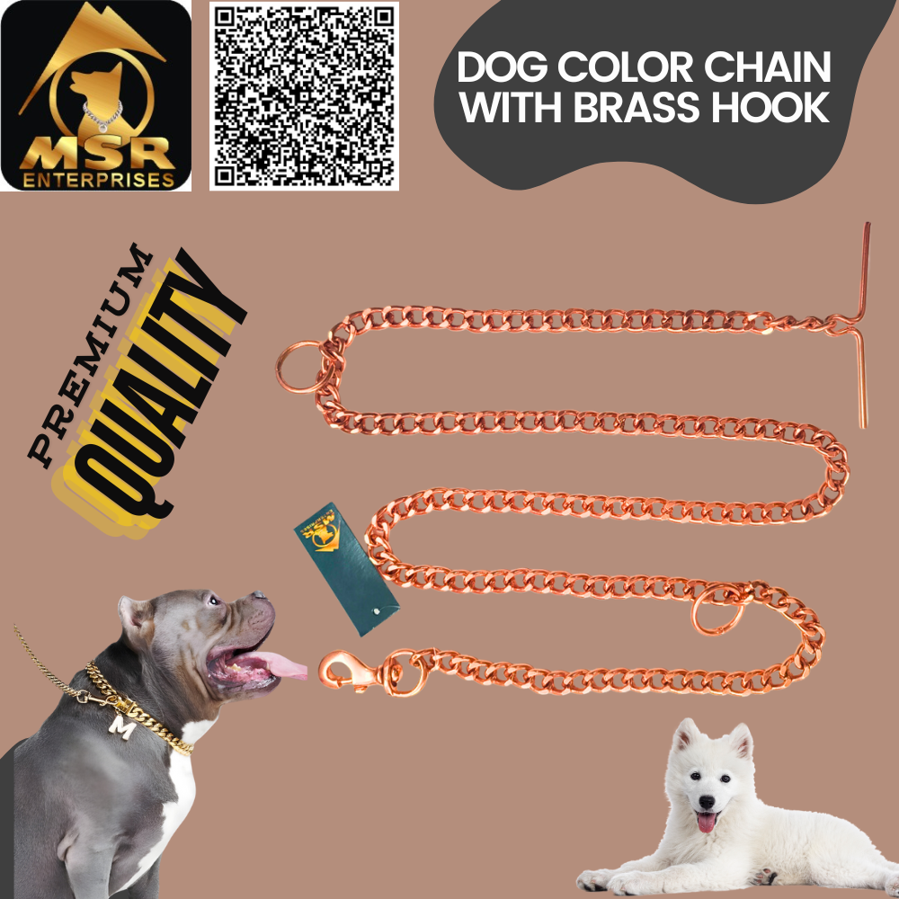 Rose Gold Polish Grinded Twisted Iron Dog Chain With Brass Hook