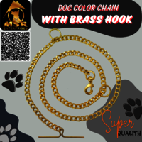 Yellow Gold Polish Grinded Twisted Iron Dog Chain With Brass Hook