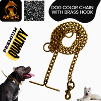 Yellow Gold Polish Grinded Twisted Iron Dog Chain With Brass Hook